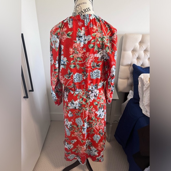 Midi Red Floral Dress - Picture 2 of 6